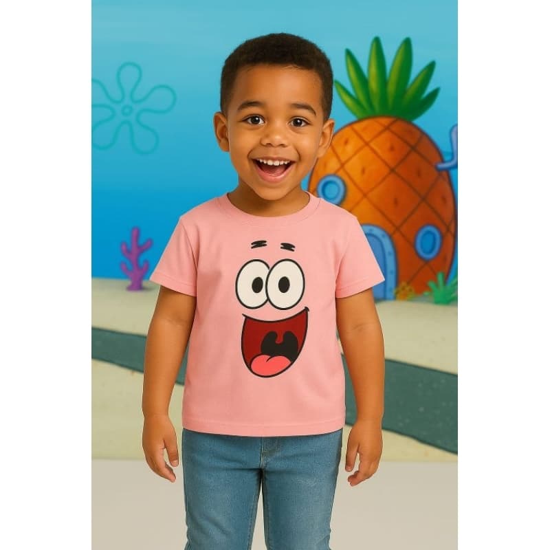 Camiseta Infantil Bob Esponja Patrick Manga Curta Tema Aniversário Festa
