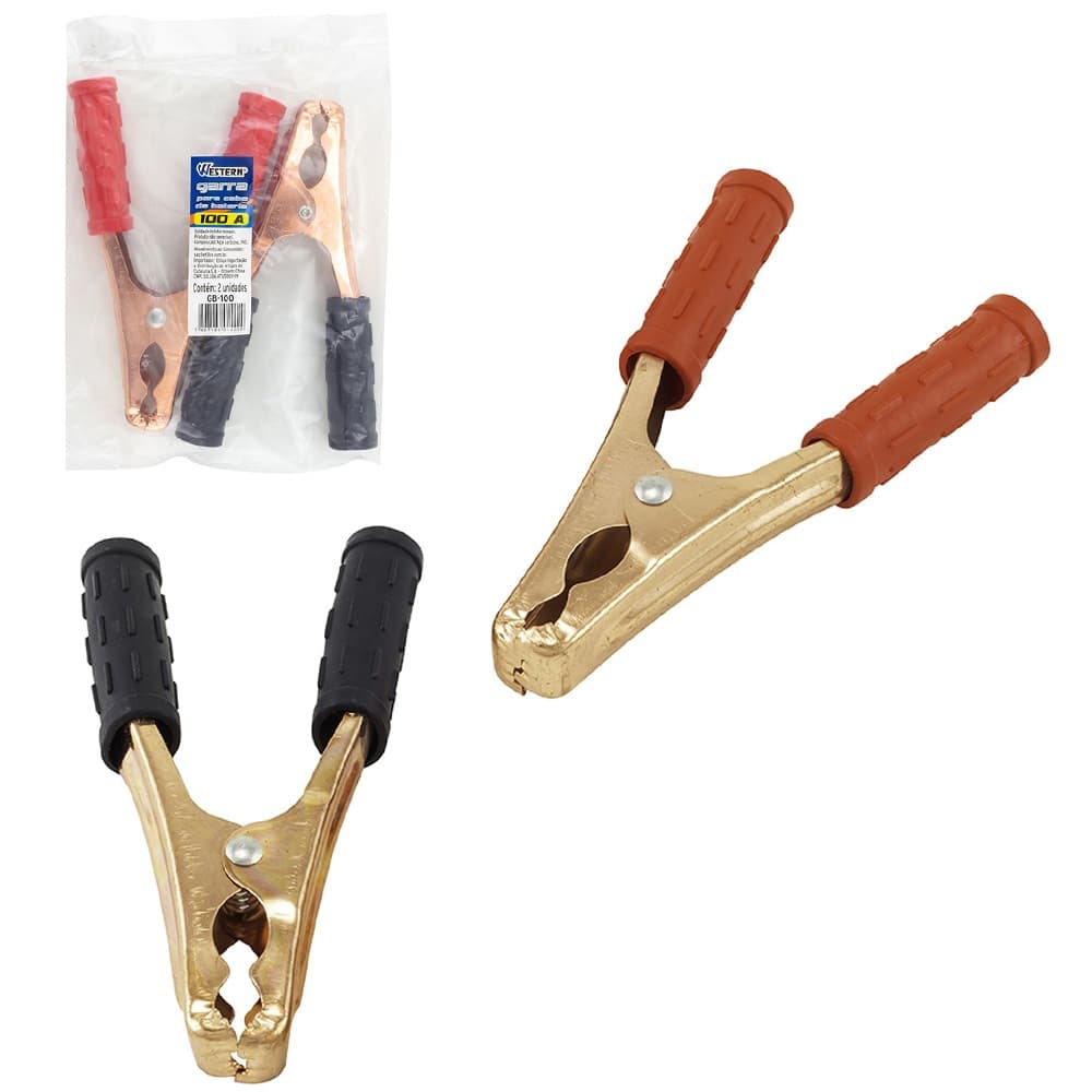 GARRA JACARE PARA CABO CHUPETA DE BATERIA 100 AMP COM 2 PECAS