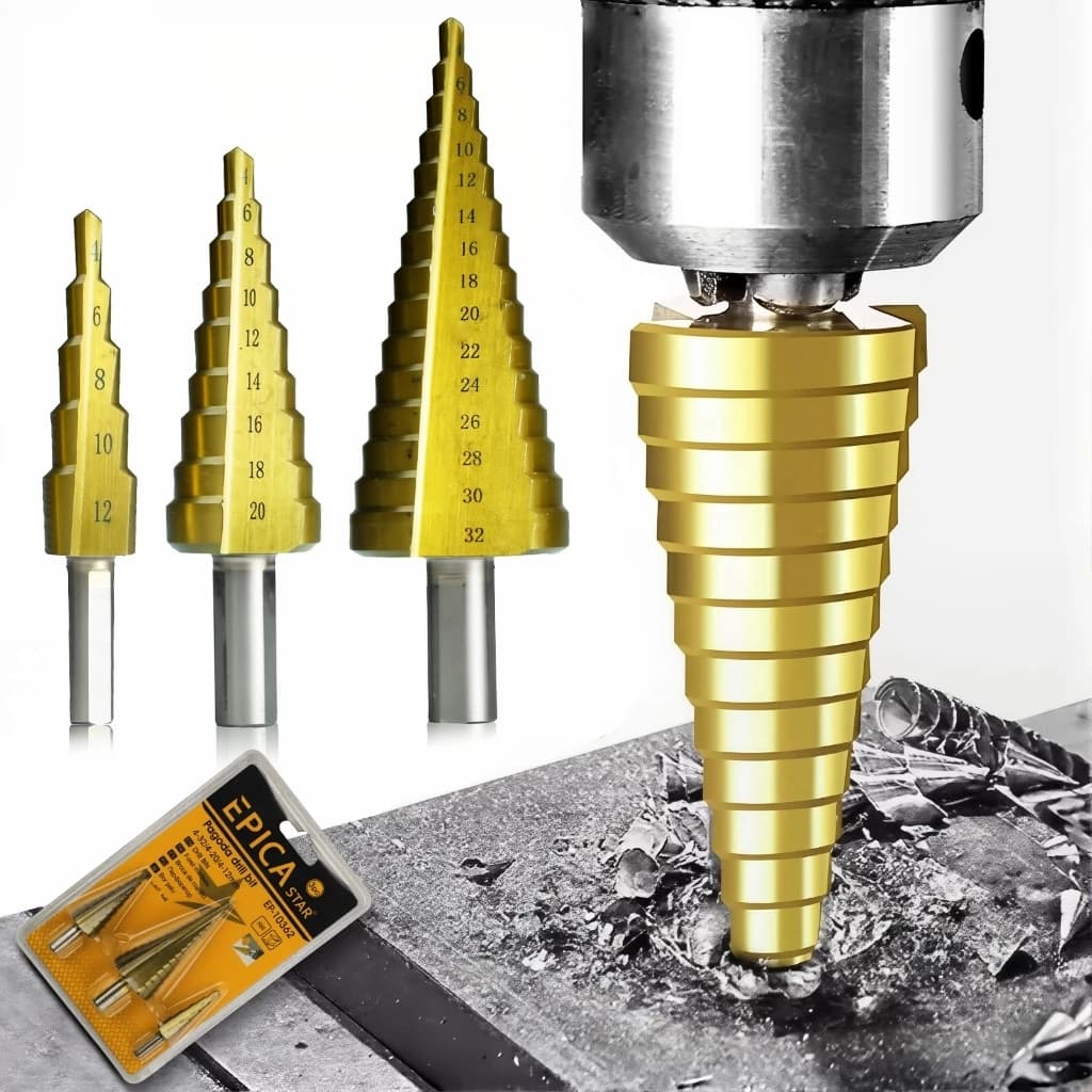 EPICA STAR 3PCS Broca HSS Hexagonal Revestida De Titânio Jogo De Brocas Hexagonais Cônicas Bits Métricos Cônicos