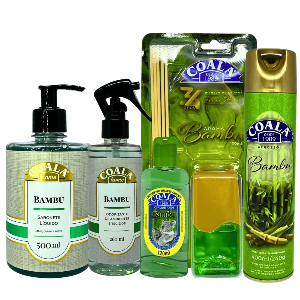 Kit Completo Coala Home Bambu 5 Itens Limpadores Perfumado Difusor de Ambiente