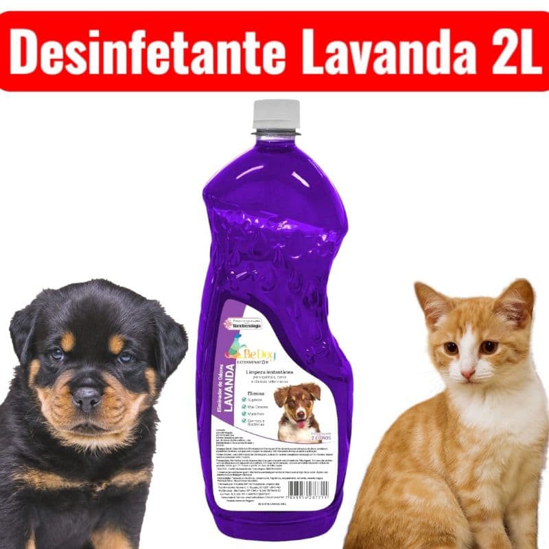 Desinfetante Eliminador De Odores Para Cães e Gatos - 2 Litros - Lavanda - Be Dog