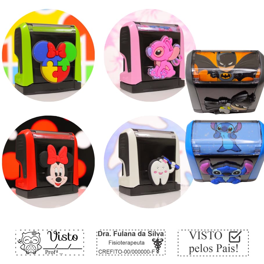 Carimbo Personalizado TRODAT Com Personagem (Stitch, Mickey, etc)