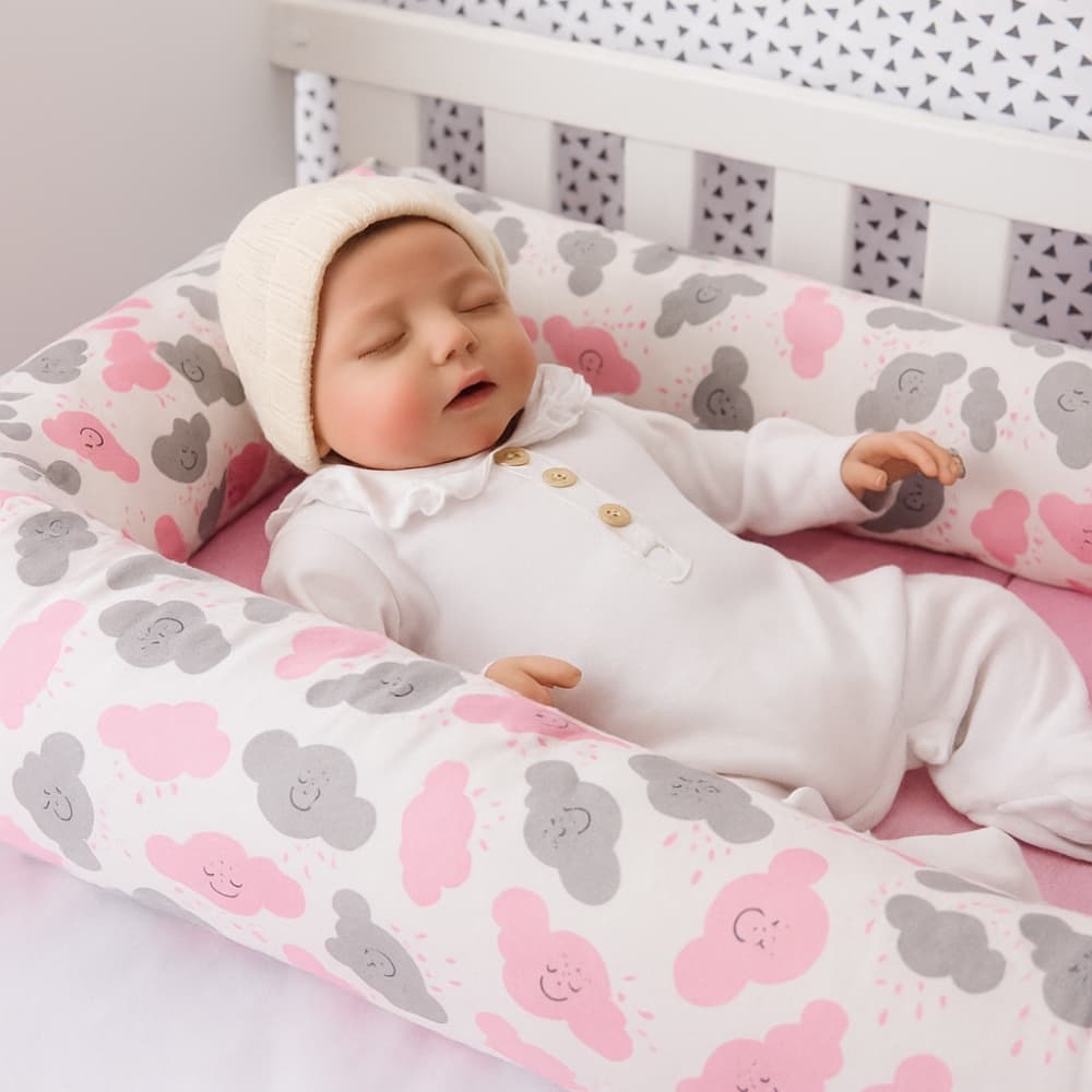 Ninho Redutor de Berço Para Bebê Algodão Estampado 400 Fios Portátil Aconchegante Miniberço Conforto