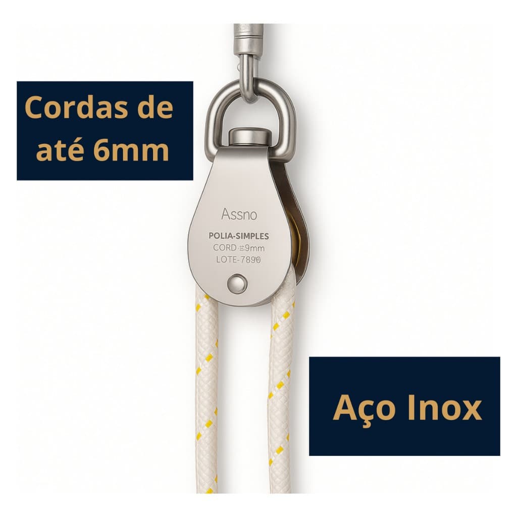 Roldana Dupla Polia Moitão com Destorcedor Inox 304 Náutico M15 para Cabos 4‑6mm Barcos Veleiros Pro