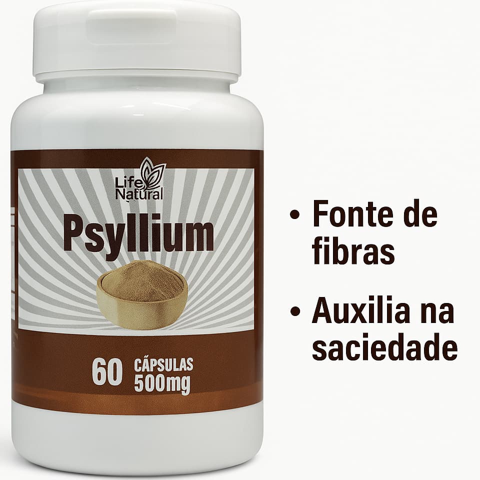 Psyllium 500mg – 60 Cápsulas | Fibra Natural 1-3 Unidades.