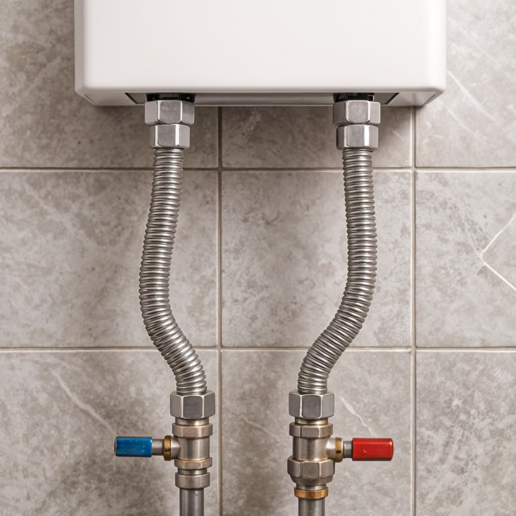 Engate Rígido Aço Inox Macho x Fêmea ou Fêmea Fêmea 40 cm para Aquecedor Instalação Segura Durável Água Quente Inox