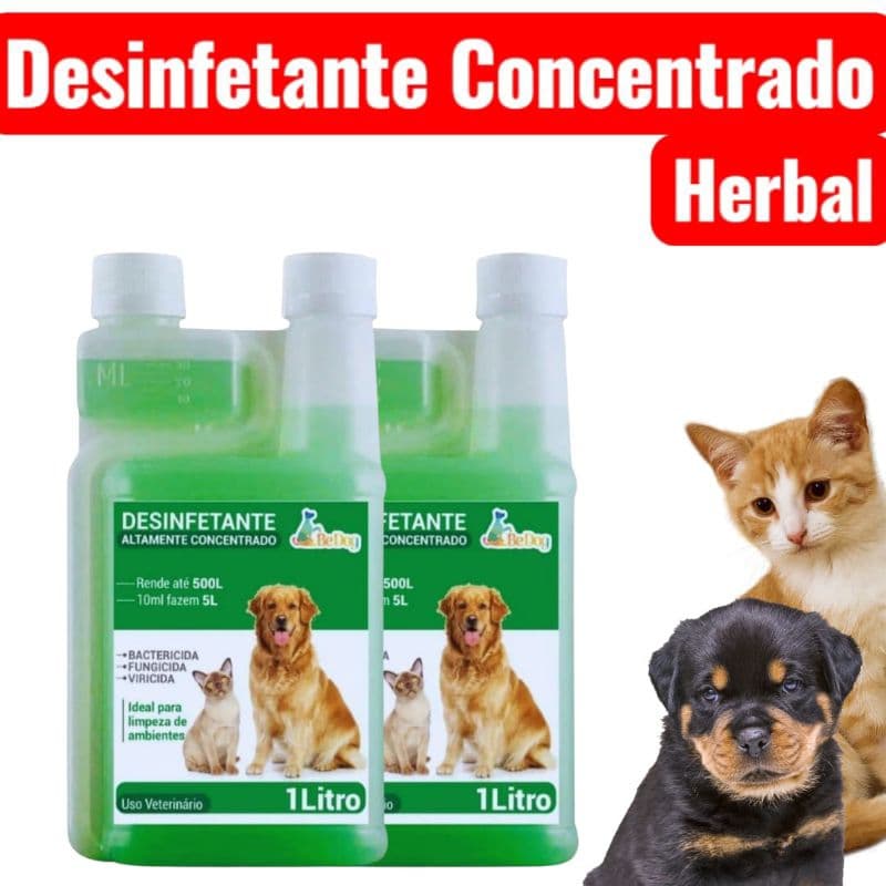 2x Desinfetante Concentrado Herbal BEDOG 🛡️ 1L Rende 500L - Mata 99% Germes, Bactérias Envio em Embalagem Anti-Vazamento