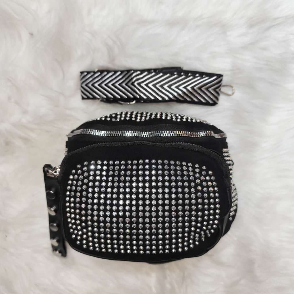 Bolsa pequena com diamantes brilhantes  Bolsa transversal Bolsa de cintura