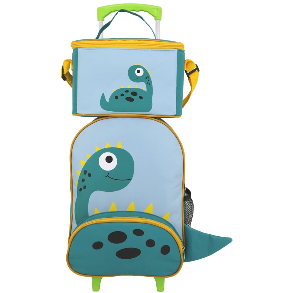 Kit Mochila Rodinhas e Lancheira Escolar Infantil Menino Menina Dinossauro Gato Preto Gato Rosa 12L
