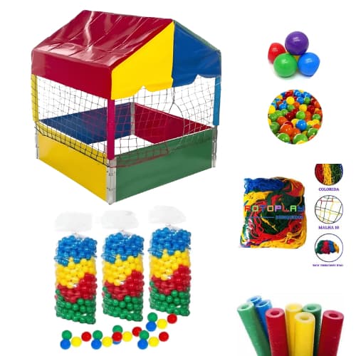 Piscina de Bolinhas Infantil Dobrável 1,00M Brinquedo Educativo Diversão 100 a 500 Bolinhas