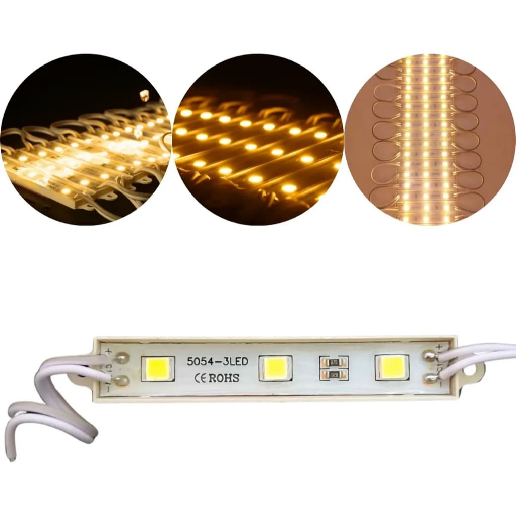 Modulo Led Injetado Fita Led 12v 0,75w 3 Leds Branco Quente