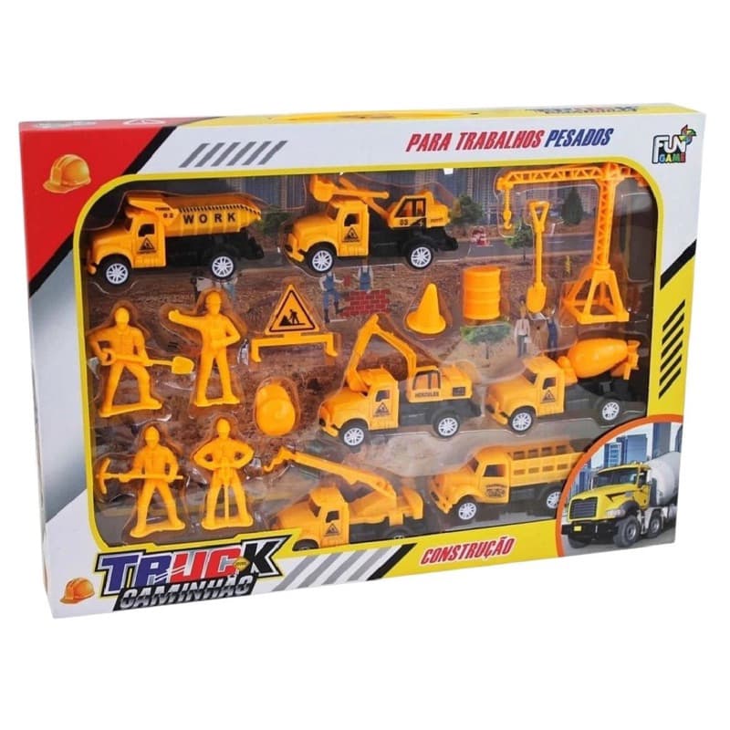 Carrinhos de Brinquedo Obras e Construção Kit Com Acessórios