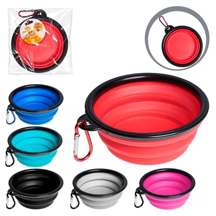 Comedouro Bebedouro Retrátil Portátil Dobrável 350ml para Pet | Tigela Silicone Viagem Passeio Pet