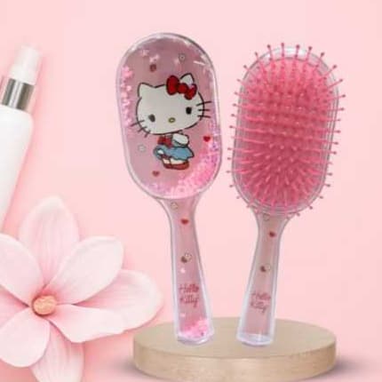 Escova Para  Cabelo Hello Kitty Criança Bebê Rosa