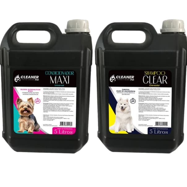Kit Shampoo profissional para cachorro Branqueador 5 Litros + Condicionador Prof. 5 Litros cleaner