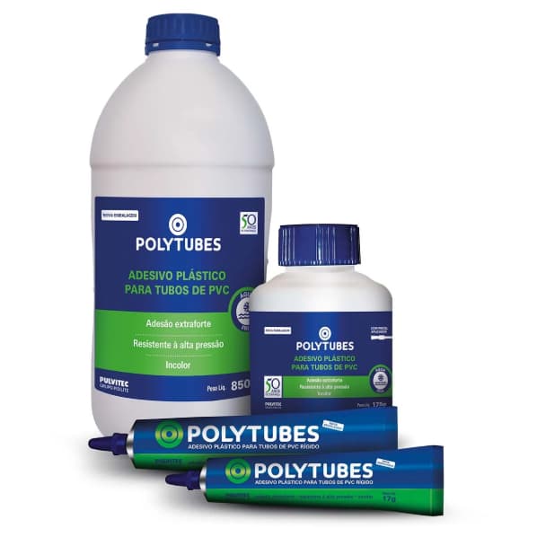 ADESIVO PLÁSTICO PARA TUBOS DE PVC / POLYTUBES / COLA PARA TUBO / PULVITEC / 850g / 175g / 17g