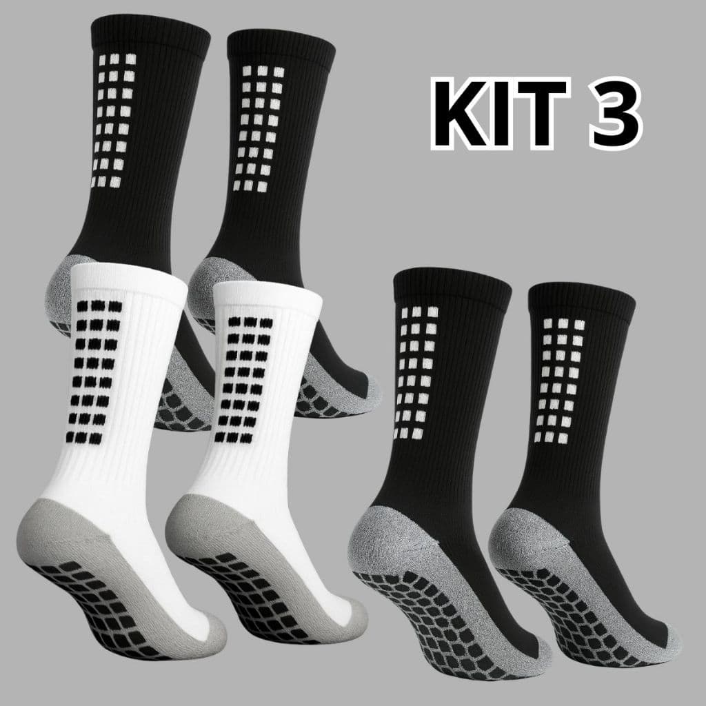 Kit 3 Pares De Meias Esportivo Respirável Antiderrapante Conforto E Estabilidade