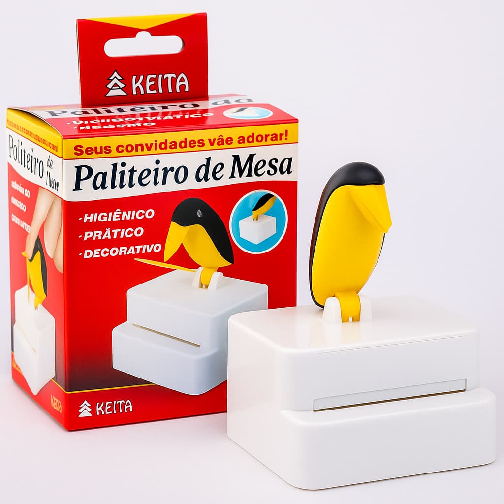 Paliteiro de Mesa Automático Pega Palito Pássaro – Higiênico, Prático e Decorativo