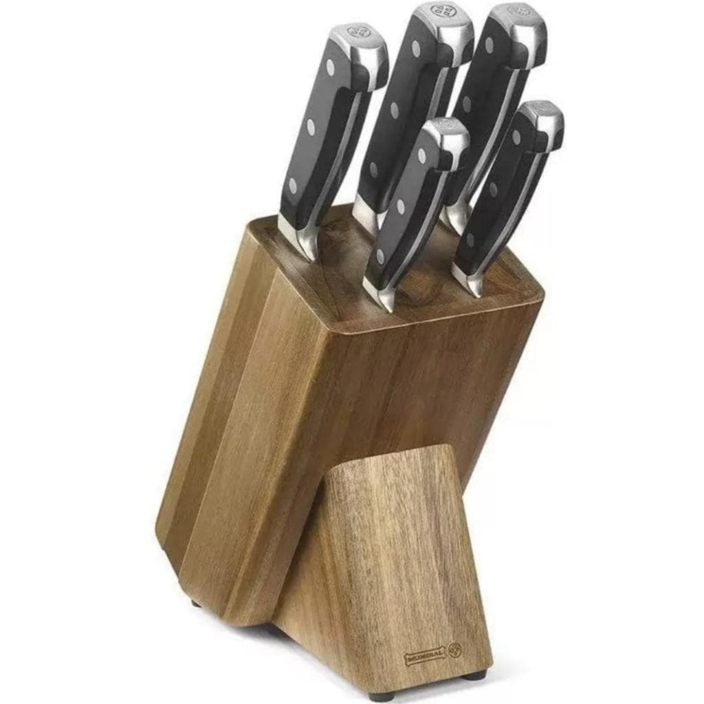 Conjunto De Facas Aço Inox Com Cepo de Madeira 8800-5 Mundial-Chef Kitchen
