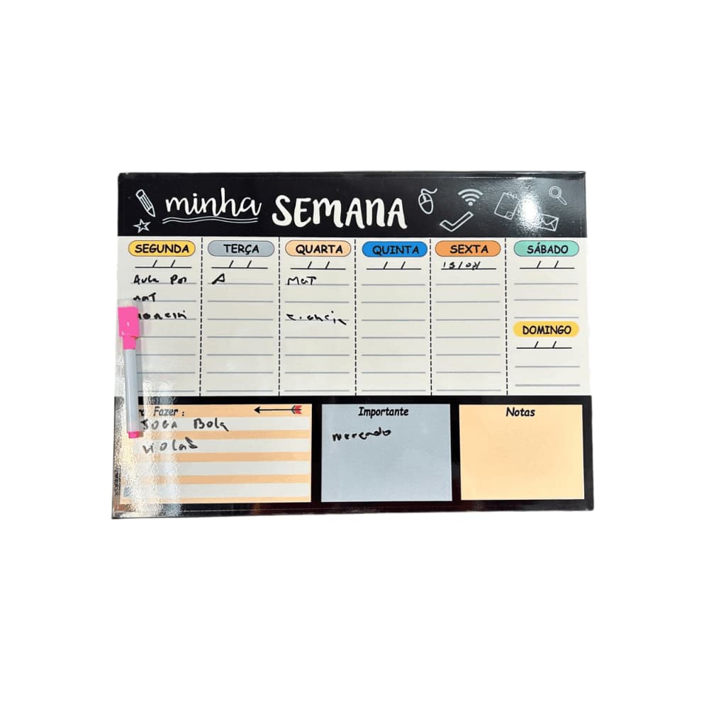 Quadro organizador semanal lousa lembretes e avisos  30X40 + Caneta magnetica