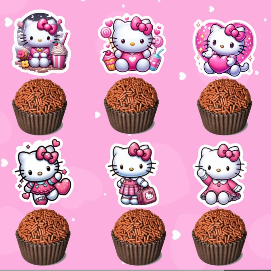 50 Toppers Hello Kitty Tags Docinhos Doces Lembrancinha Hello Kitty Cupcakes HelloKitty