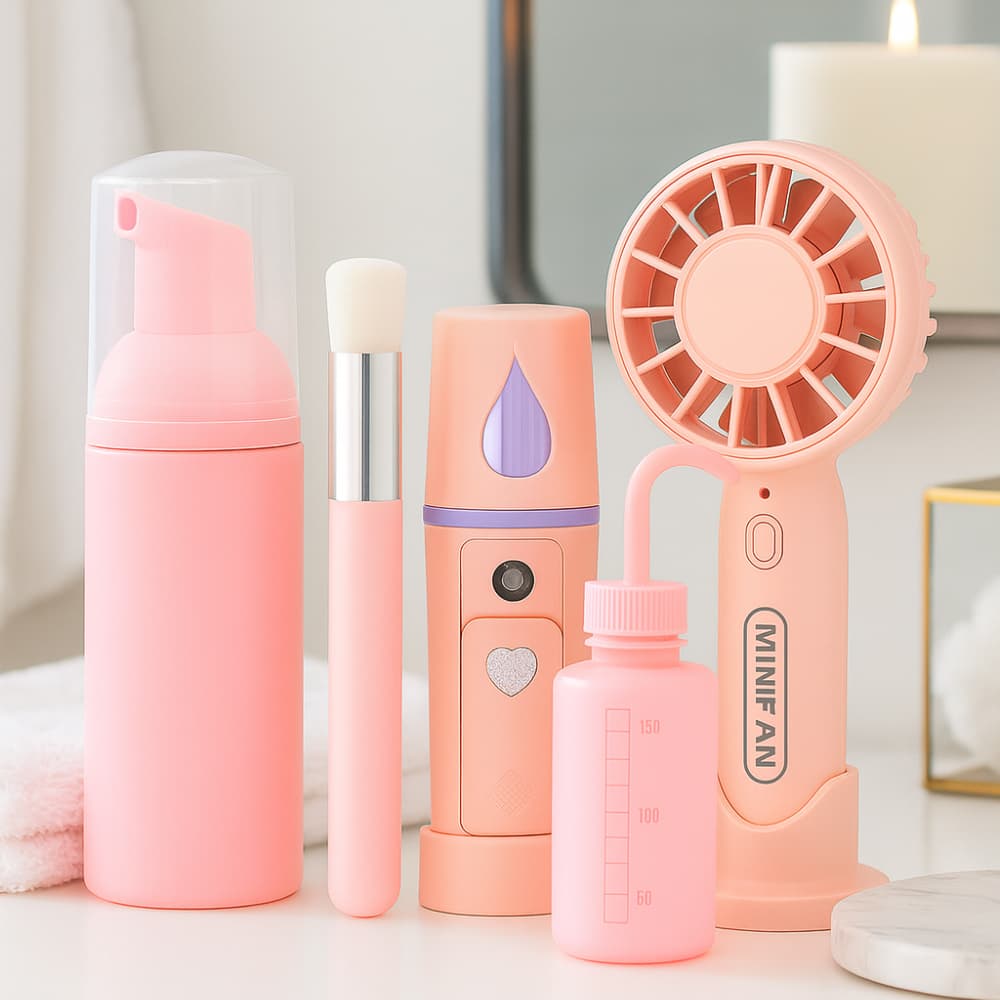 Kit Higienização De Cílios Completo Nano Mister Ventilador Pump Espumador Pisseta Pincel de limpeza