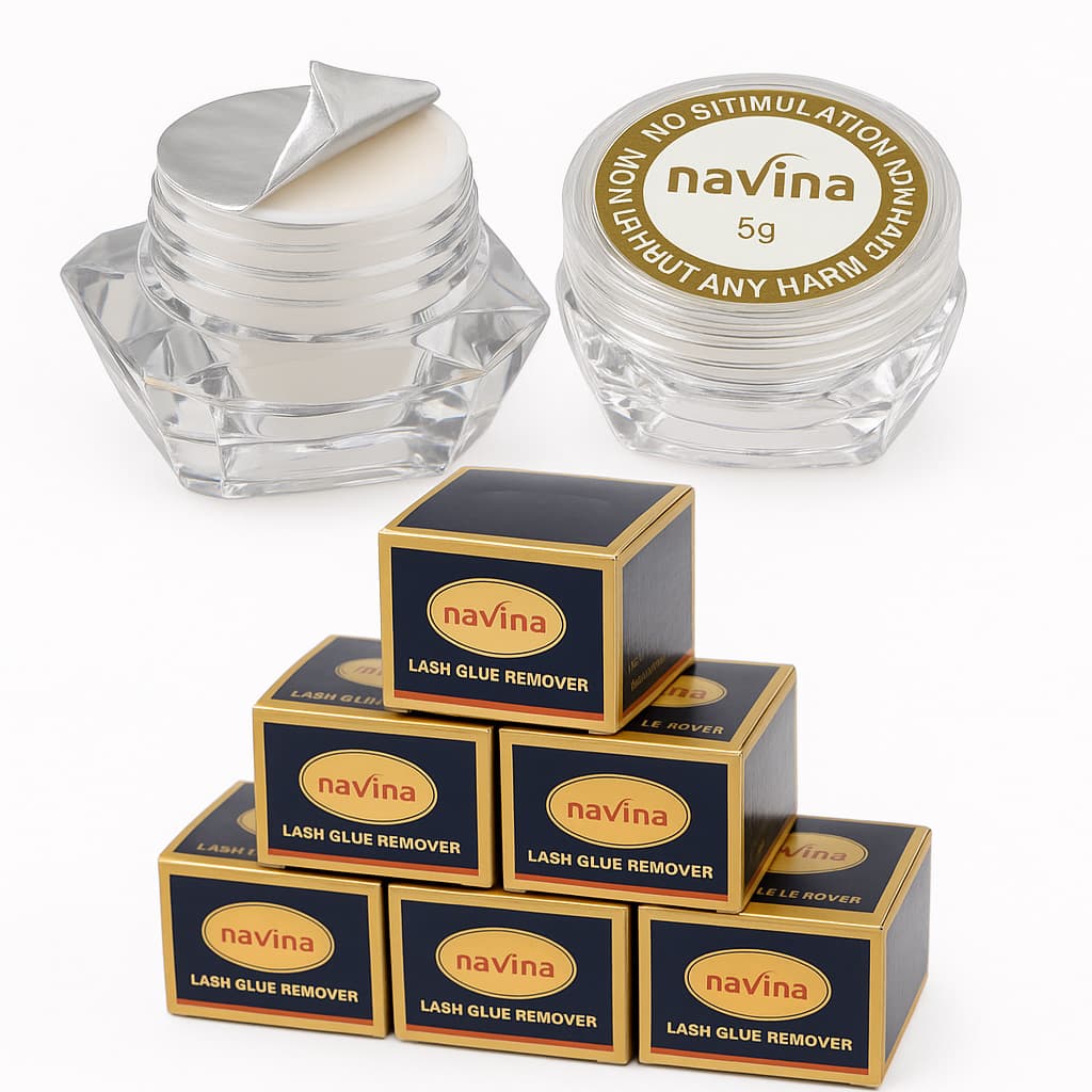 Kit 6 Removedores de Cola para Cílios Navina 5g em Gel Alongamento Fio a Fio Profissional