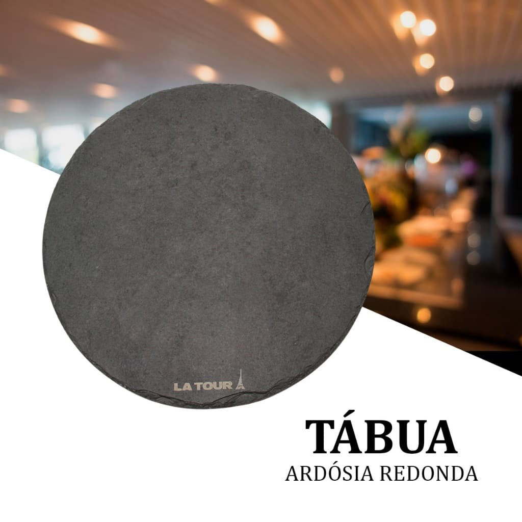 Tábua De Corte Carne Churrasco Petiscos Pedra Ardósia Redonda 31Cm Laguiole La Tour