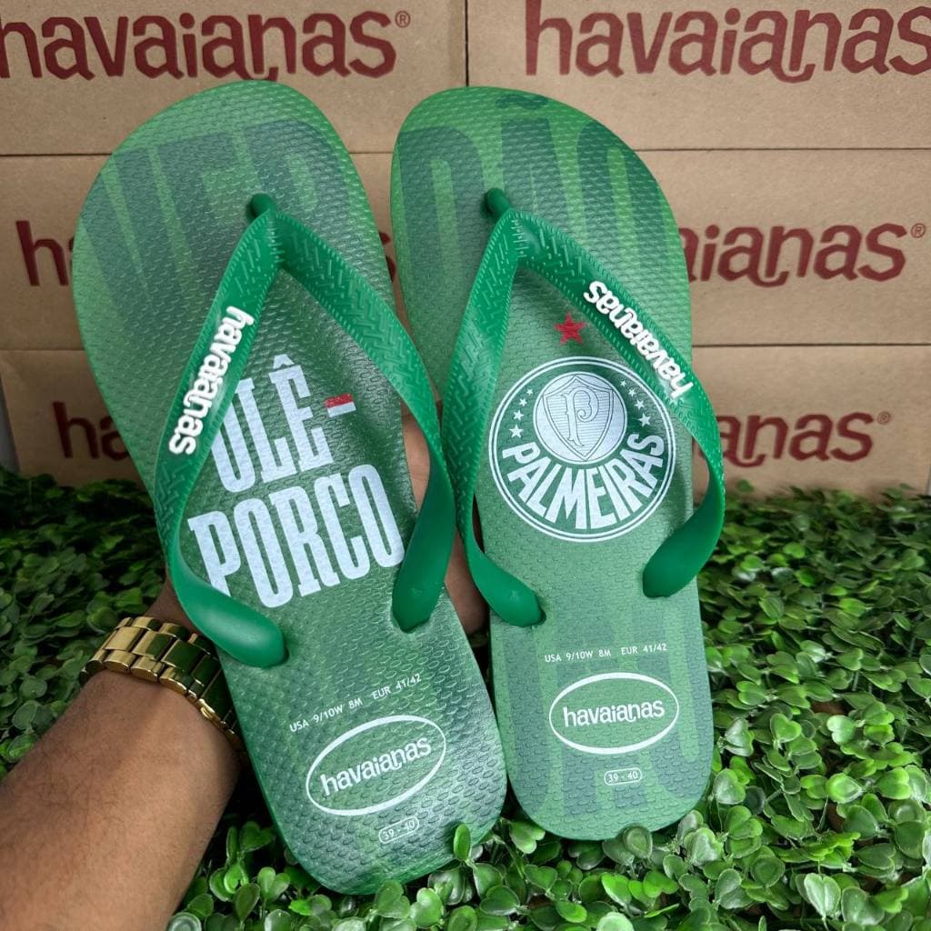 Chinelo Havaianas Original Top Times Palmeiras Oficial Verdao Porco Conforto Masculino