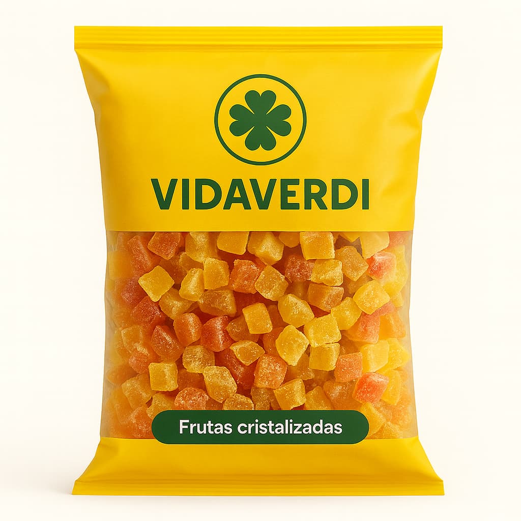 Frutas Cristalizadas VidaVerdi 1kg – Ingrediente para Panetones, Bolos, Pães e Doces | Qualidade Premium Natural Natalin