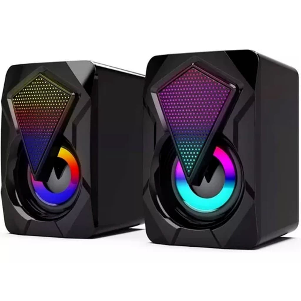 Caixa de Som para Pc Gamer USB Com Luz LED RGB Estéreo 2.0 Para Computador Notebook Iluminação
