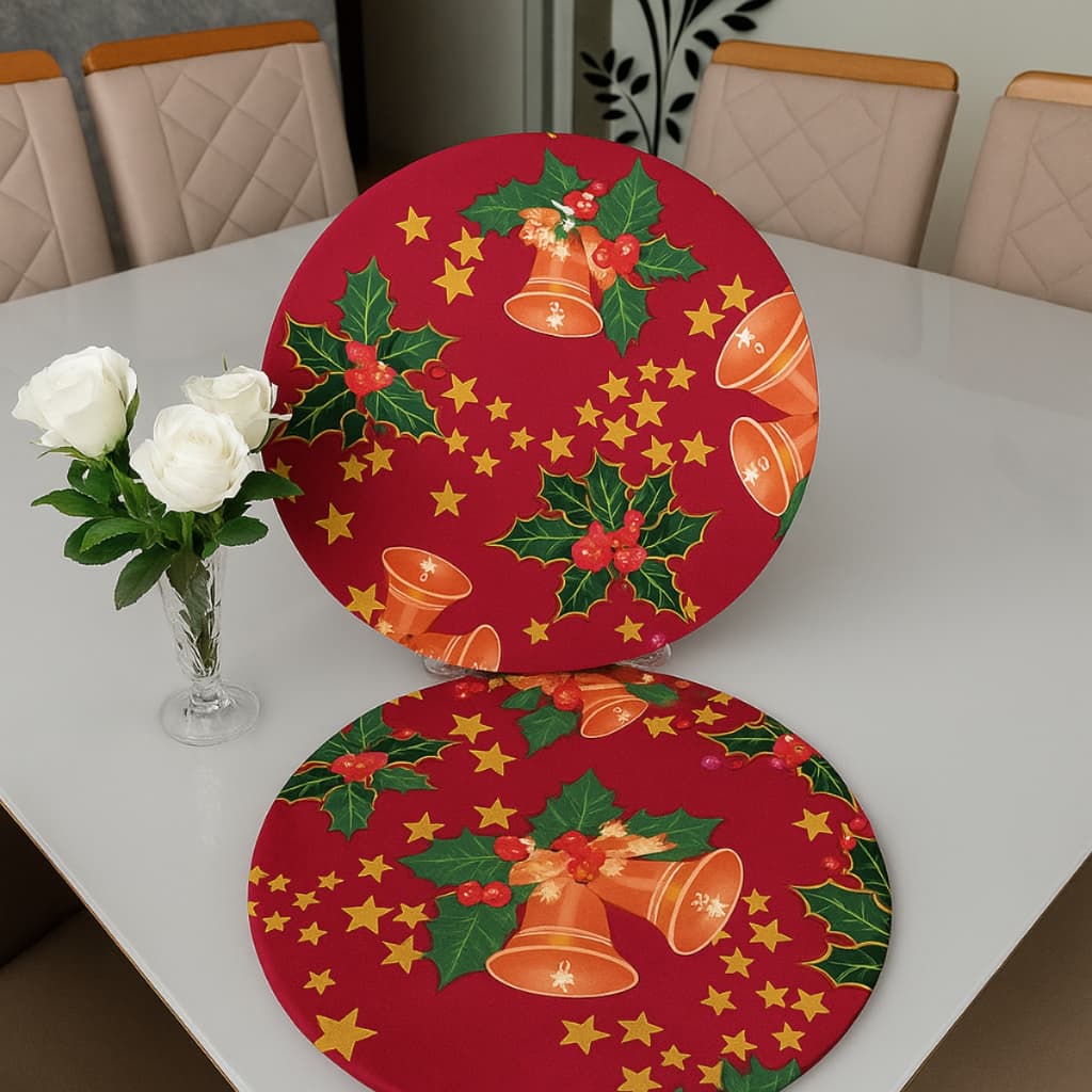 Sousplat Mesa Posta Natal 4 Lugares Capas Oxford Estampado para MDF de 35cm Diâmetro