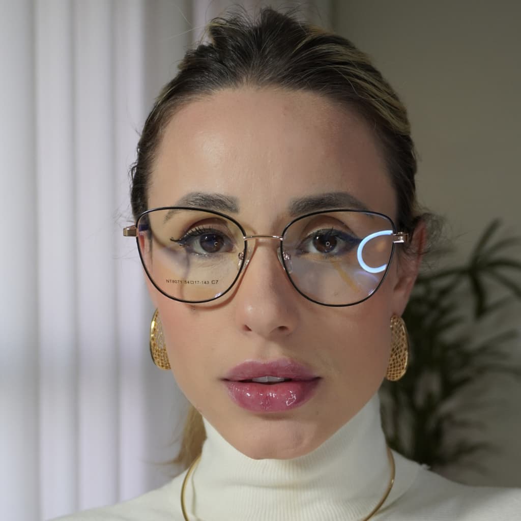 Oculos para armacao de grau metal feminino com ARO E HASTE MARMORIZADO bem discreto moda 2025