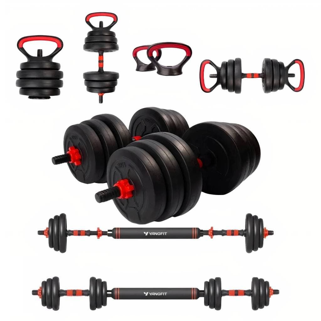 Halter Anilha Barra Kettlebell Kit Musculação 6 em 1 - 25kg