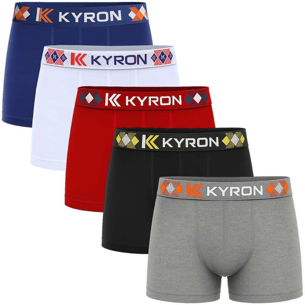 Kit 10 Cuecas Box Boxer Kyron De Microfibra Lisa Adulto Premium
