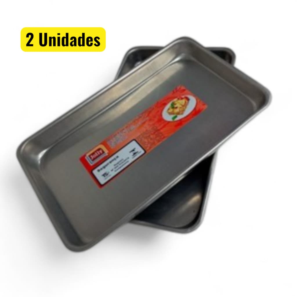 Forma Retangular Assadeira Alumínio Polido Jolly 750ml  2 Unidades Para Forninho, Forno e Geladeira