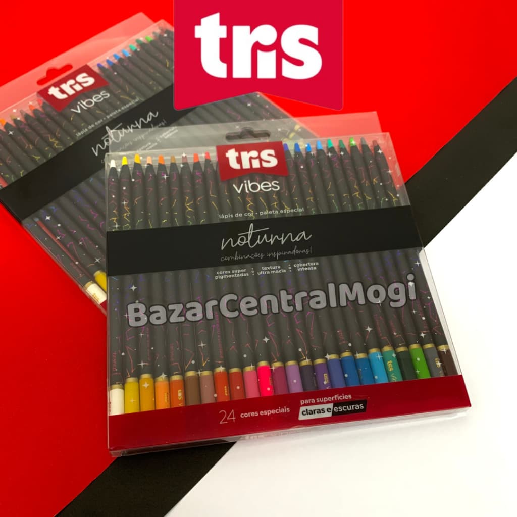 Lápis de Cor Noturna Tris Vibes 24 Cores Ultra Macio Paleta Especial Super Soft