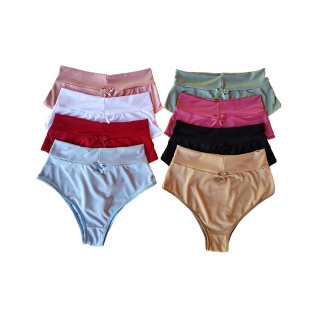 KIT 5 CALCINHAS PLUS SIZE COS ALTO APERTA BARRIGA DO M AO 54