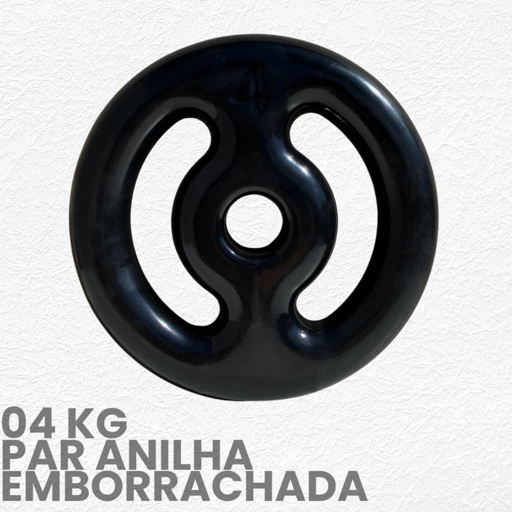 Anilha Emborrachada 4kg – Peso de Academia Musculação Ginástica Treino em Casa ou Academia Profissio