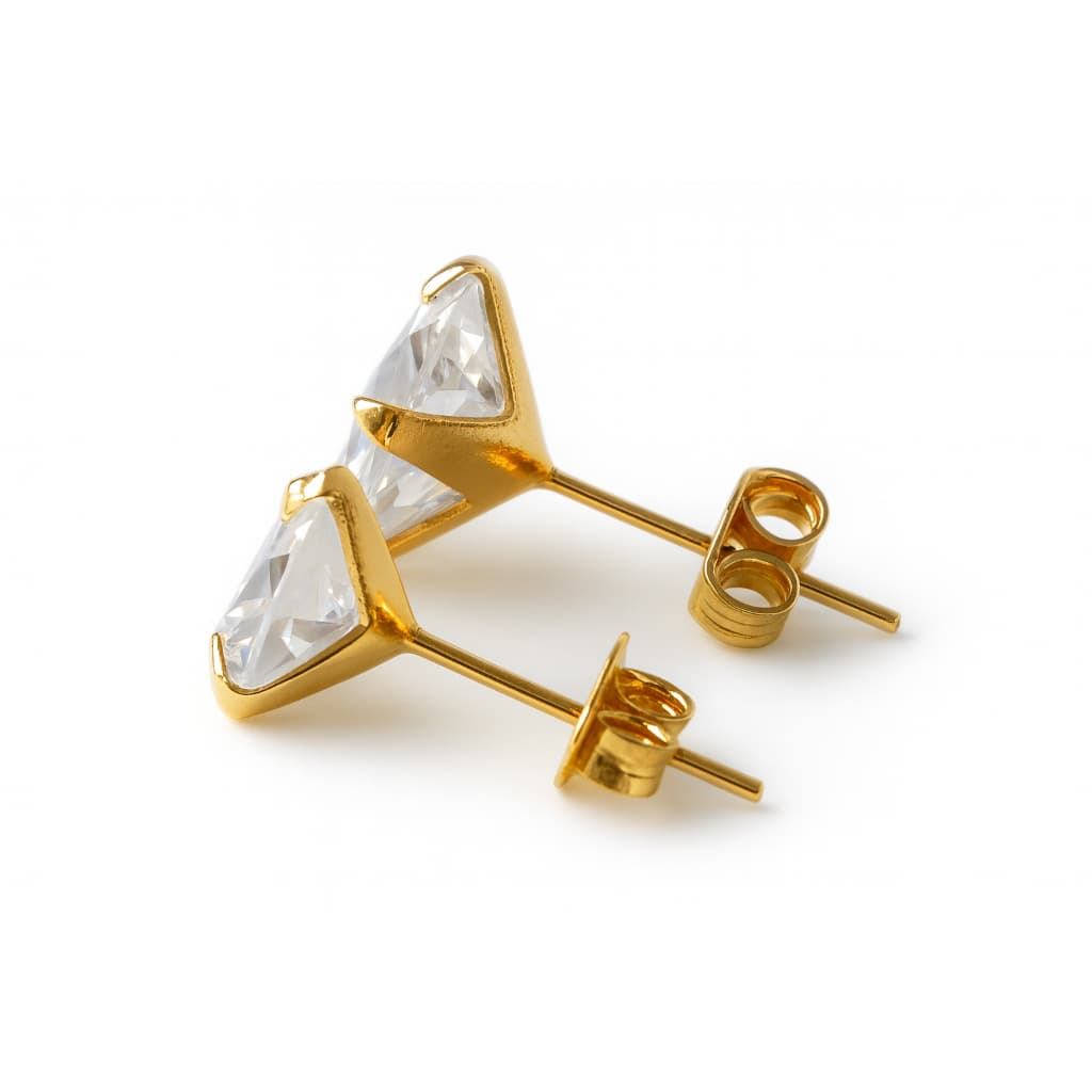 Brinco brilho solitário masculino 10mm de zircônia dourado