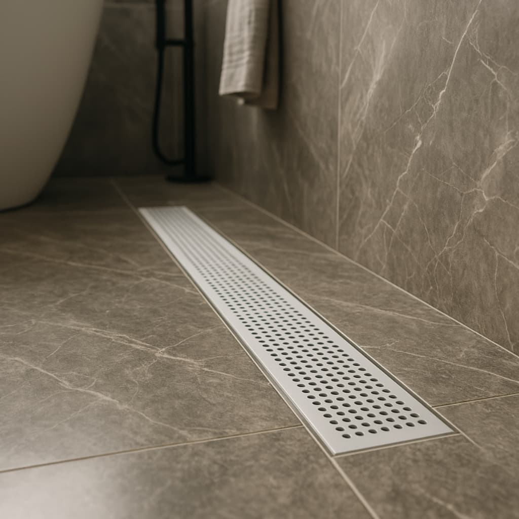 Ralo Linear Oculto Invisível 5x70cm com Grelha Inox Caixa Coletora Sifonada Banheiro Piscina Furado