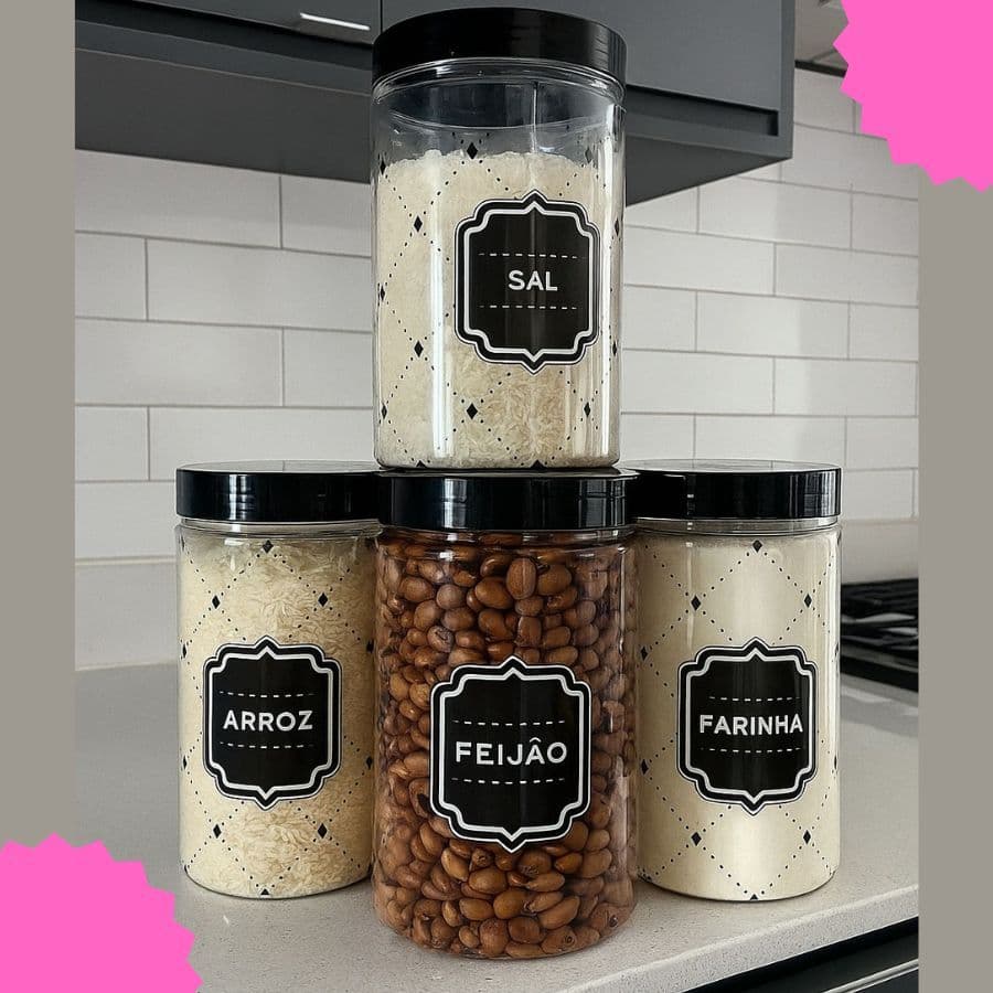 Kit 4 Potes Porta Mantimentos 1,7 Litros Sal Farinha Feijao Arroz Plastico ideal
