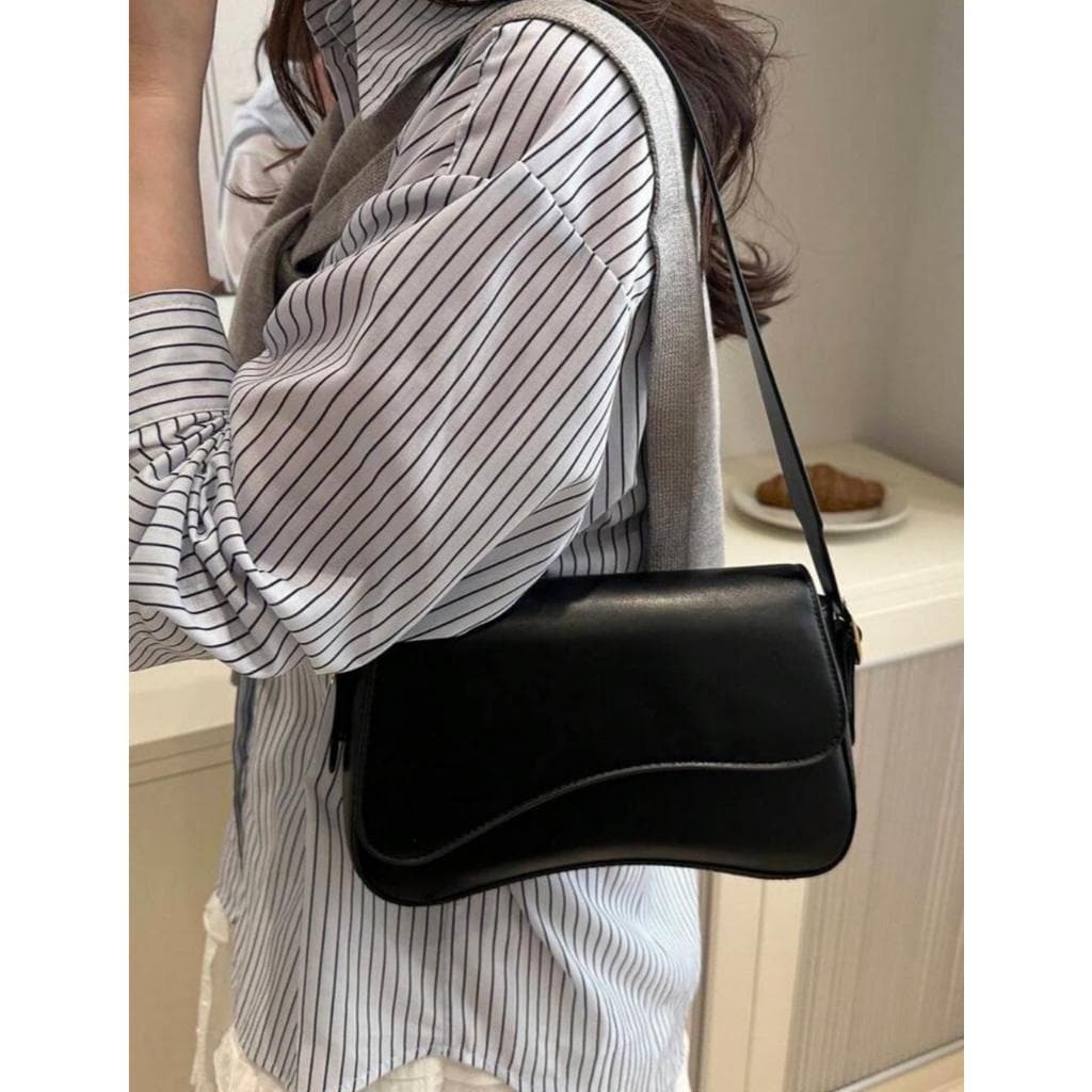 Bolsa Feminina Resistente Ombro Estilo Moderno Preto, Branco e Marrom