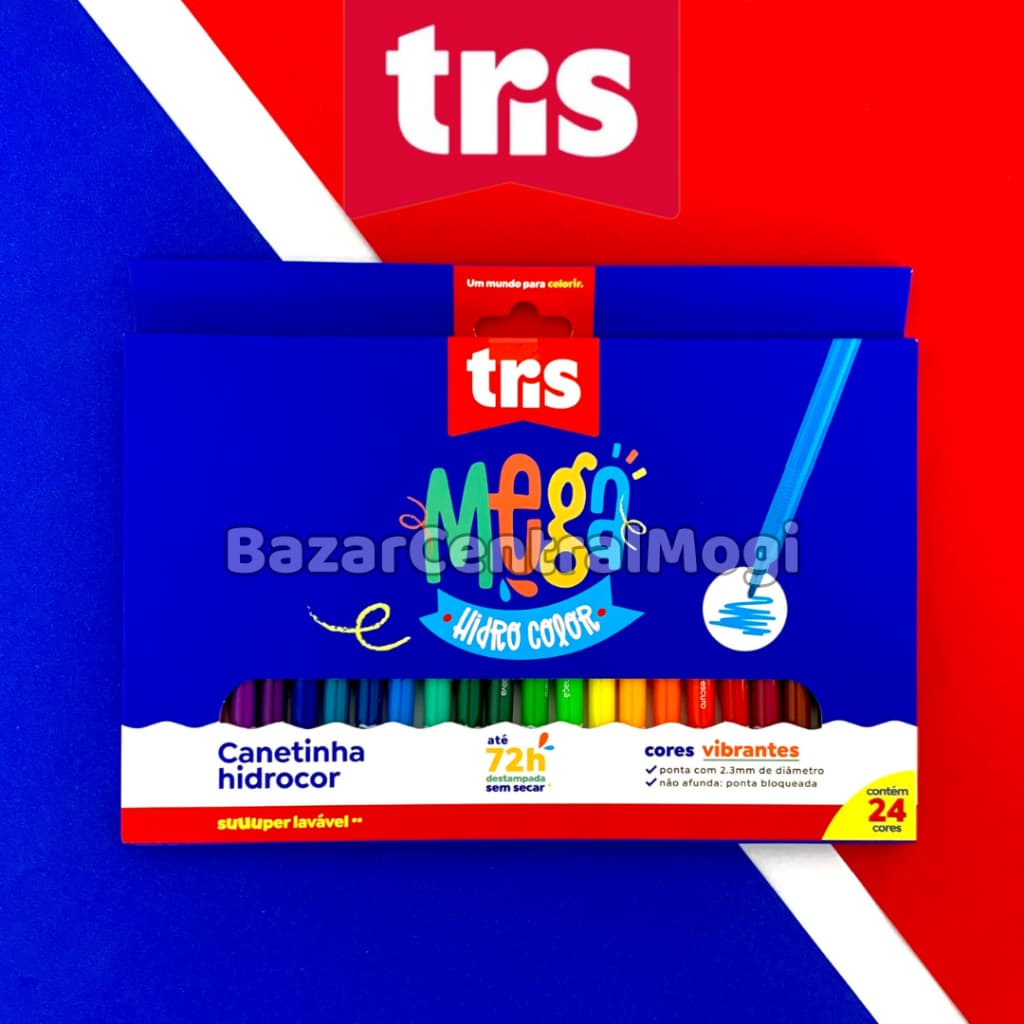 Canetinha 24 Cores Vivas Tris Mega Hidro Color Hidrocor