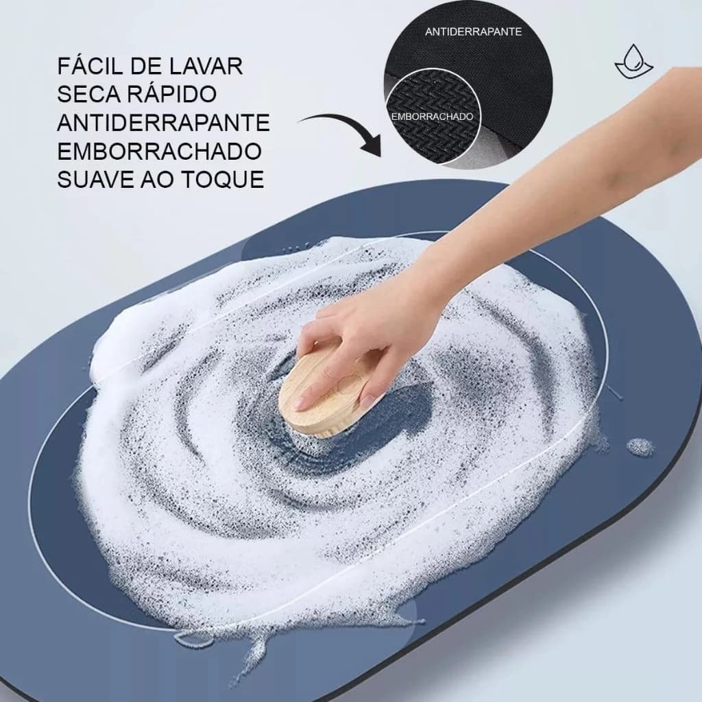 Tapete Oval Antiderrapante para Banheiro secar os pés após o banho, superfície macia chão seco