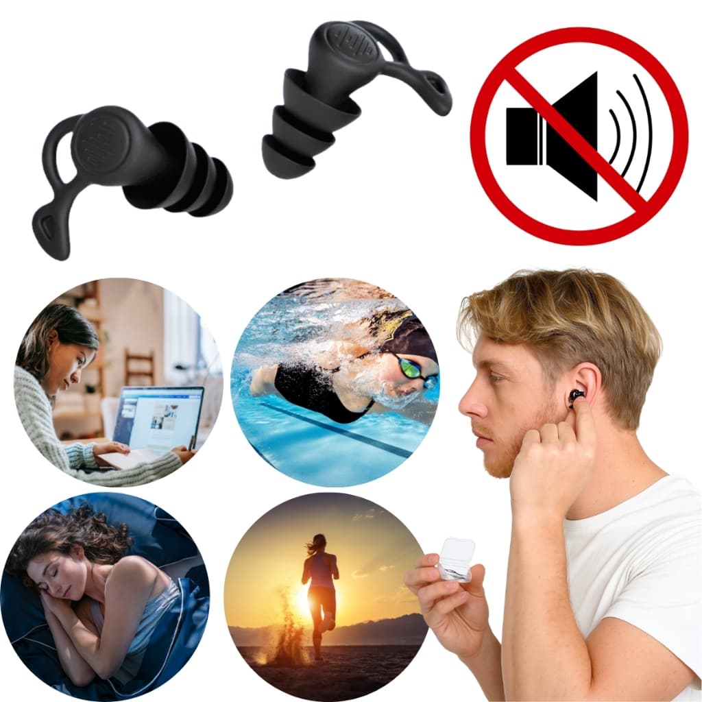 Protetor Auricular Silicone 3 Camada Redução Ruído Reutilizável Isolamento Acústico Encaixe Perfeito