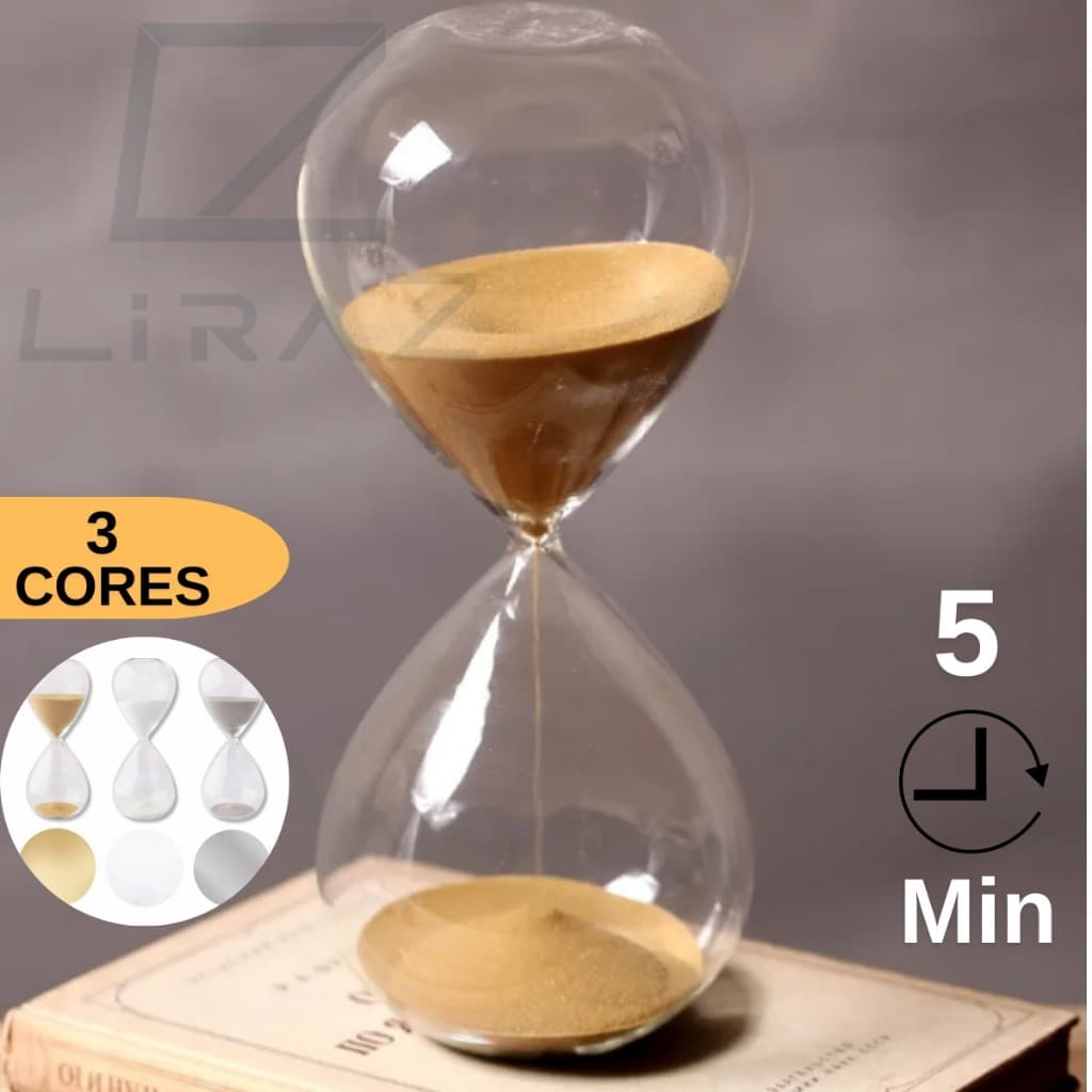 Ampulheta Decorativa 5 Minutos Vidro Areia Colorida Timer Escritório