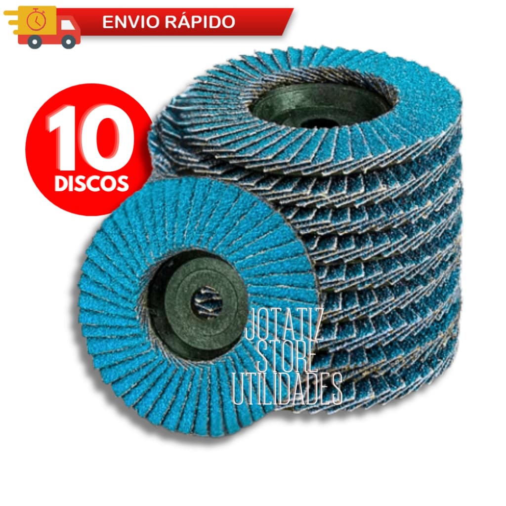 Jogo 05 | 10 Discos Flap Desbaste Lixamento Rebolo Abrasivo 4.1/2'' 115mm 40 60 80 100 Grãos