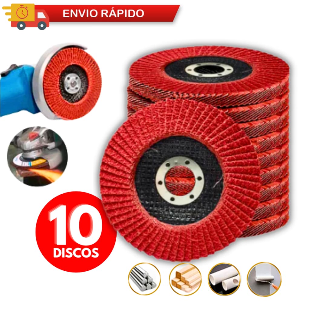 Kit 05 | 10 Discos Flap Desbaste Lixamento Rebolo Abrasivo 4.1/2'' 115mm 40 80 Grãos