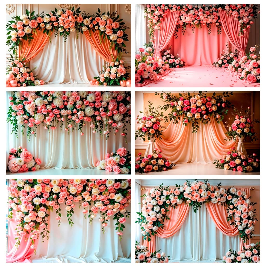 Painel Festa Retangular Parede Floral Cenários Casamento Sublimado 1,5x2,2 Mt